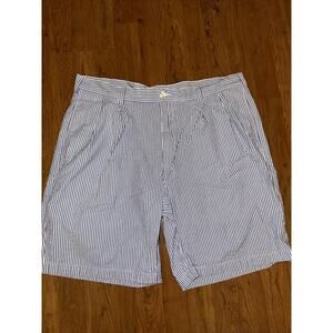 JOS A BANK Seersucker Shorts Mens 40 STAYS COOL Blue White Stripe Cotton